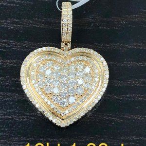 10k Solid Gold 1 Carat Valentines Natural Diamond Pendant.